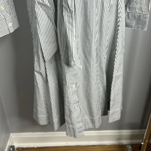 🆕 J. Crew Charcoal & White Button Down Long Sleeve Dress - Picture 4 of 7